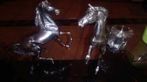 spelter horse pair