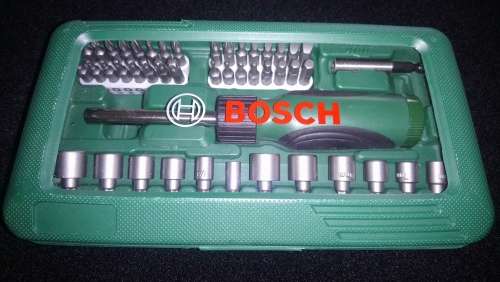 Original Bosch screwdriver set with ratchet action screwdriver.