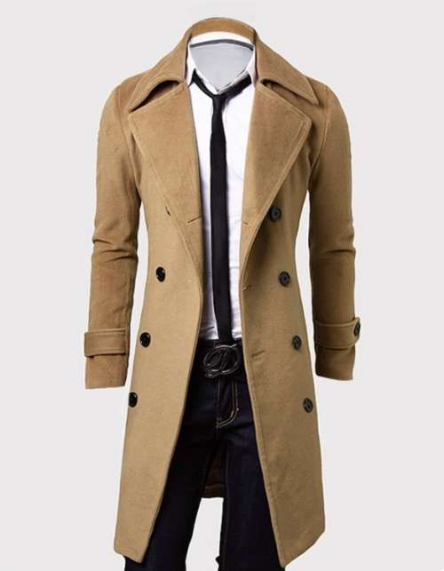 Trends Men's Trench Winter Long Double Breasted Overcoat Coats & Jackets - SALE