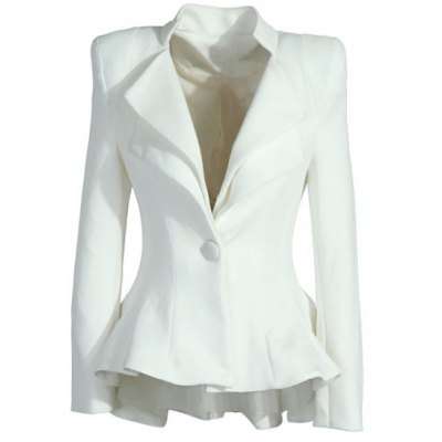 Flouncing Design Stand-Up Collar Long Sleeve Women's Blazer
