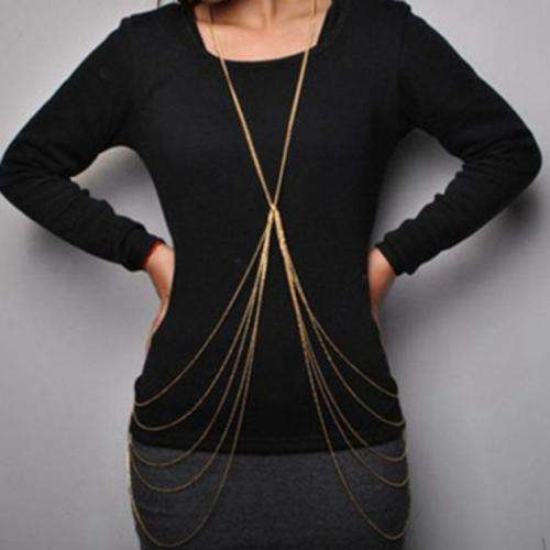 Fashion Tassel Gold Metal Body Chai