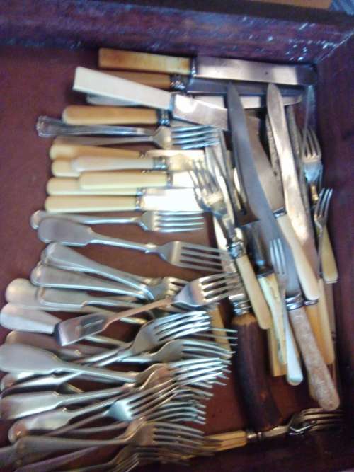 Antique Knives, Forks, Carving Knife & Fork