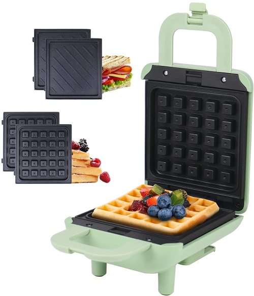 Mini Waffle Maker, Waffle Iron with Removable Plates