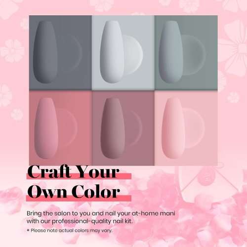 Beetles Gel Nail Polish Kit with U V Light 48W LED Nail Lamp 6 Colors Nude Gray Pink Gel Polish kit