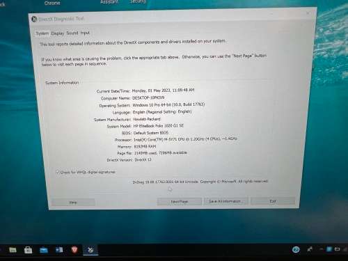 HP 12.5` Laptop 1020 2560 x 1440 Resolution