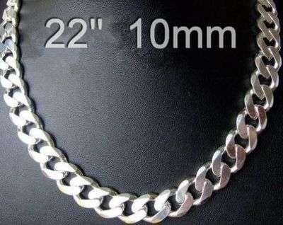 925 STERLING SILVER ELECTRO PLATED 10 mm MENS CHAIN