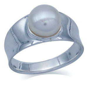 Natural White MABE Pearl IN SOLID 925 Sterling Silver Solitaire Ring SIZE 6,5