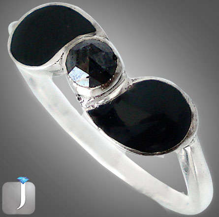 SUPERB GENUINE BLACK DIAMOND IN SOLID 925 STERLING SILVER RING  :SIZE 9