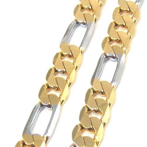 2 YEAR GUARANTEE!!GORGEOUS 6 MM  TWO TONE FIGARO NECKLACE 60 cm