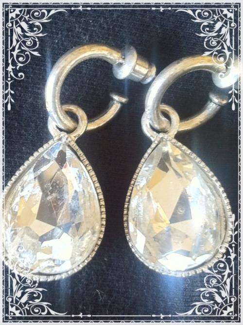STUNNING TIBETAN SILVER CLEAR TEARDROP EARRINGS