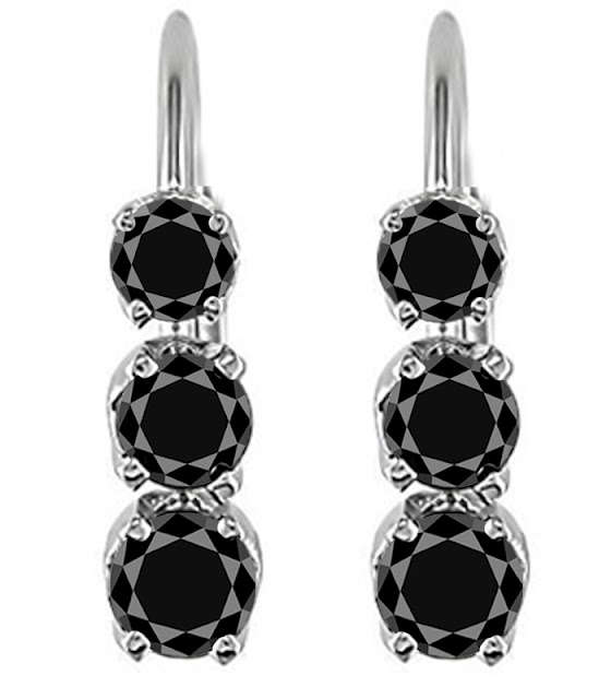 6,25 ct BLACK MOISSANITE BLACK DIAMOND in SOLID 925 Sterling Silver STUD EARRINGS