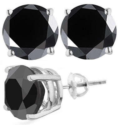 4.16 ct BLACK MOISSANITE DIAMOND in SOLID 925 Sterling Silver STUD EARRINGS