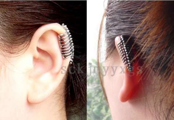 Stylish Cool Rock Punk Gothic Skull Vertebra Backbone Bone Ear Clip Earring