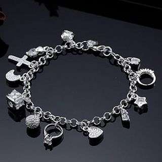 LAST ONE IN STOCK!!! SILVER ELECTROPLATED PRETTY 13 CHARM BRACELET