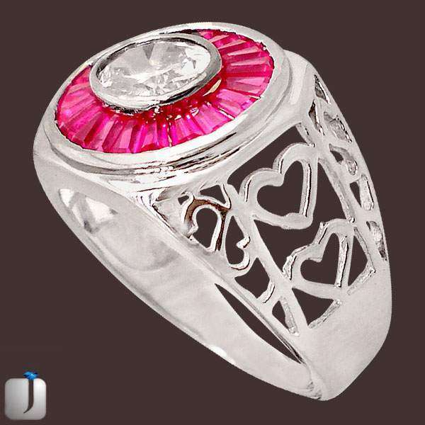 4.57cts WHITE TOPAZ FAUX RUBY in SOLID 925 STERLING SILVER: SIZE 11