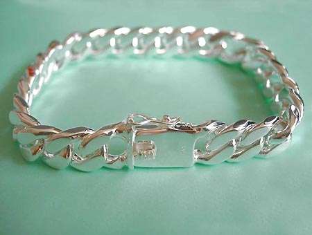 .925 STERLING SILVER ELECROPLATED 9mm MENS  BRACELET