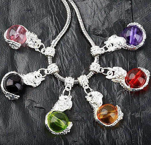 Silver Plated Bail Acrylic BALL Charm Dangle Fit Pandora