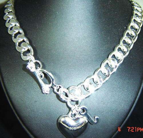 925 STERLING SILVER 12 mm HEART J NECKLACE