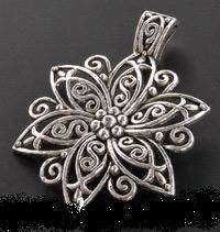 NEW!!! TIBETAN SILVER LARGE FLOWET PENDANT 68 mm