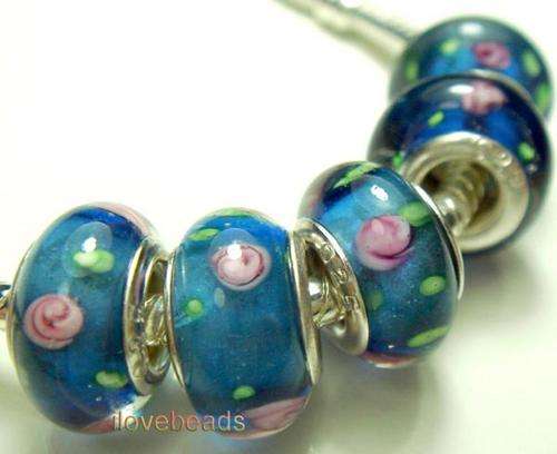 5pcs Silver Muran Glass Beads charm Fit Pardora