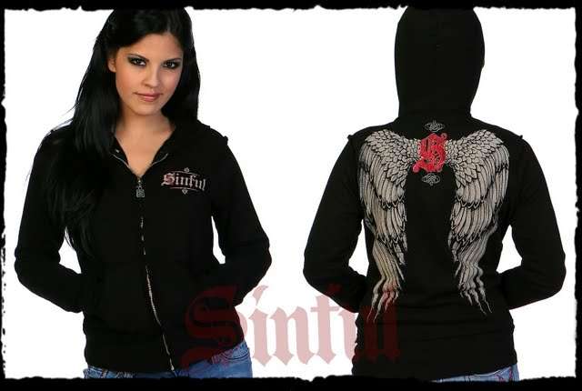 ORIGINAL!! SINFULL LADIES LONG SLEEVE ZIPPER HOODY SIZE:10