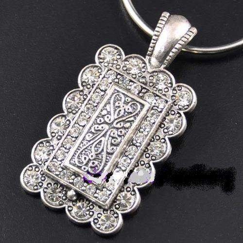 NEW!!! TIBETAN SILVERDIAMANTE SQUARE PENDANT