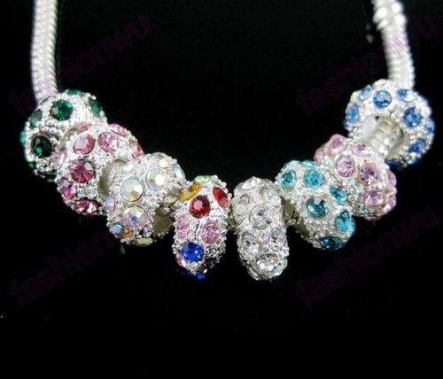 Silver Plated COLOUR crystal BEAD Fit Pardora