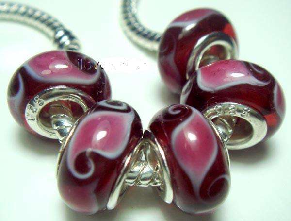 5pcs Silver Muran Glass Beads charm Fit PaRdora