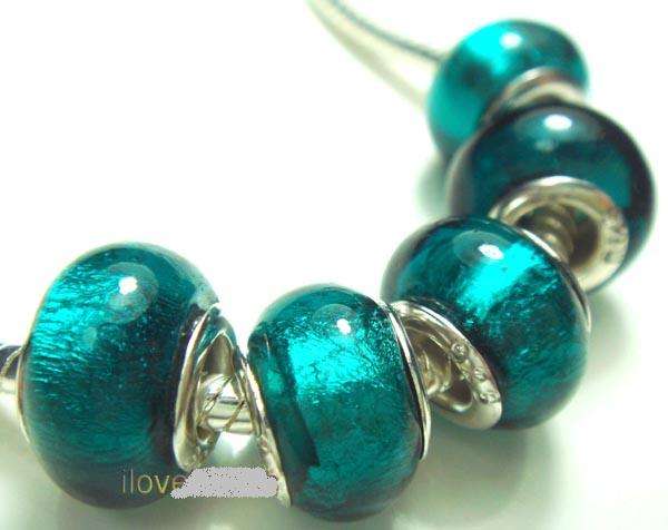 5pcs Silver Muran Glass Beads charm Fit PaRdora