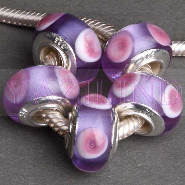 5pcs Silver Muran Glass Beads charm Fit PaRdora