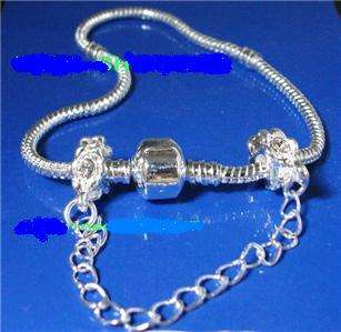 SILVER ELECTROPLATED PARDORA BRACELET WITH DIAMANTE SAFERY CHAIN 21 CM