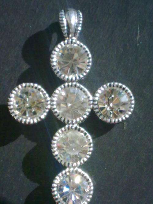 NEW!!!  SILVER DIAMANTE CROSS PENDANT