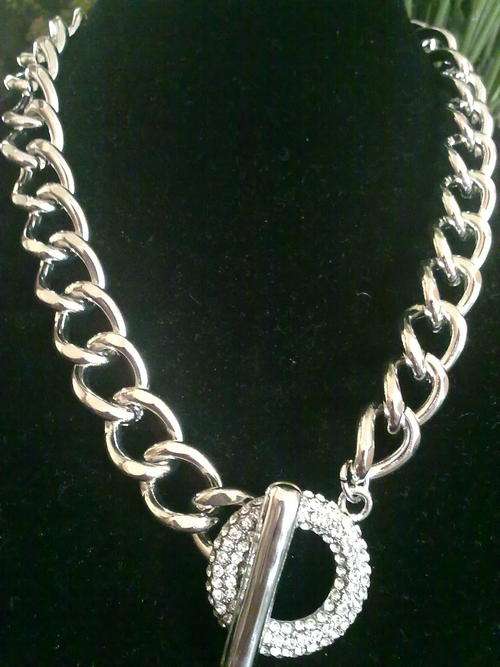 STUNNING TIBETAN SILVER  NECKLACE WITH T/O DIAMANTE CLASP