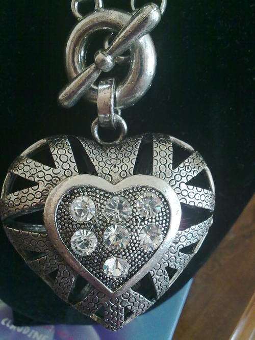 STUNNING TIBETAN SILVER  NECKLACE LARGE HEART PENDANT