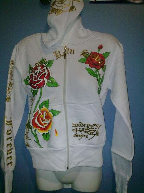 ORIGINAL!! KEN HARRY WHITE LONG SLEEVE ZIPPER HOODY SIZE:10
