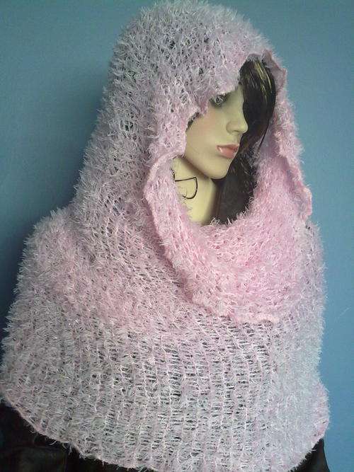 CHUNKY FLUFFY PINK 3 IN 1 SCARF WRAP