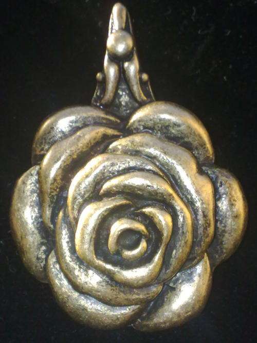 STUNNNING TIBETAN SILVER COPPER COLORROSE PENDANT 53 X39mm