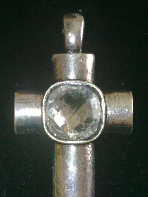 NEW!!!  TIBETAN SILVER CRYSTAL CROSS PENDANT