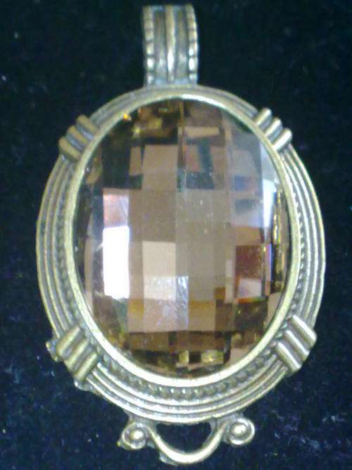 NEW!!!  TIBETAN SILVER COPER TONE CRYSTAL OVAL PENDANT LARGE