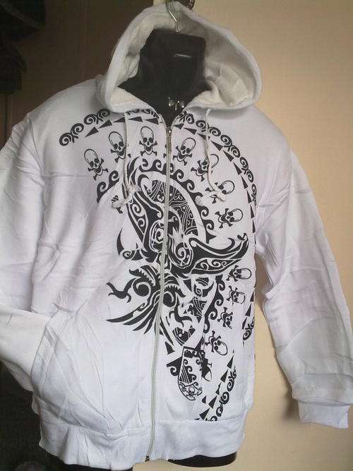 SEXY THICK QUALITY WHITE SKULL MENS HOODIES