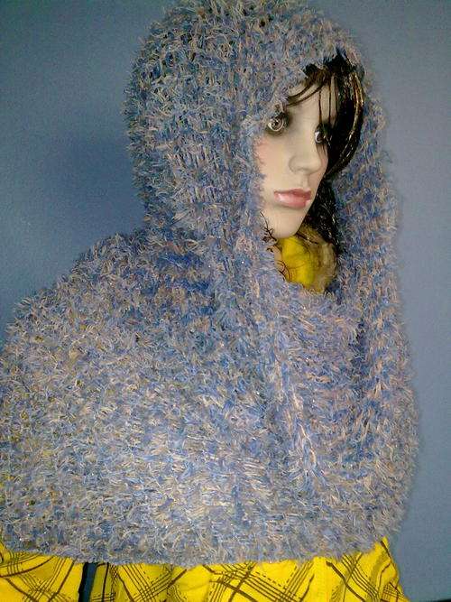 CHUNKY FLUFFY CAMEL&BLUE PINK 3 IN 1 SCARF WRAP