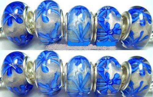 5pcs Silver Muran Glass Beads charm Fit PaRdora