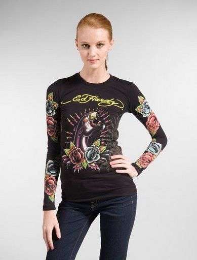 LAST ONE!!! ORIGINAL!! ED HARDY BLACK  LADIES LONG SLEEVE SHIRT SIZE: 10