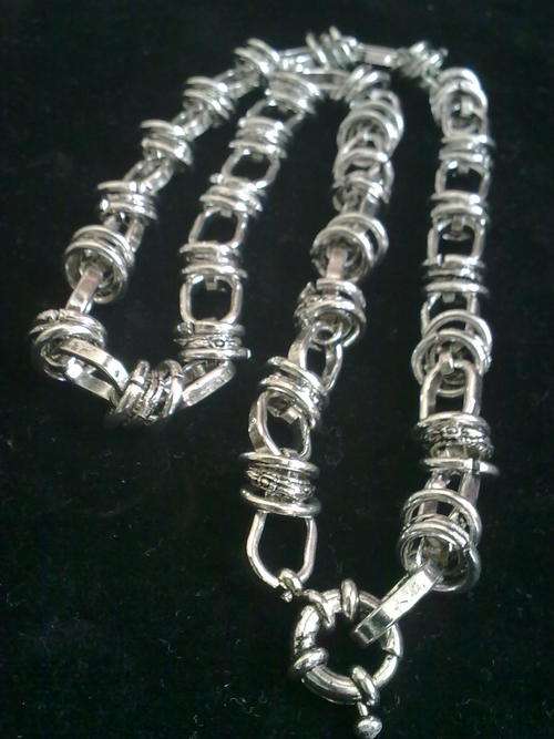 STUNNING TIBETAN SILVER MULTI CIRCLE NECKLACE BELCHER CLASP