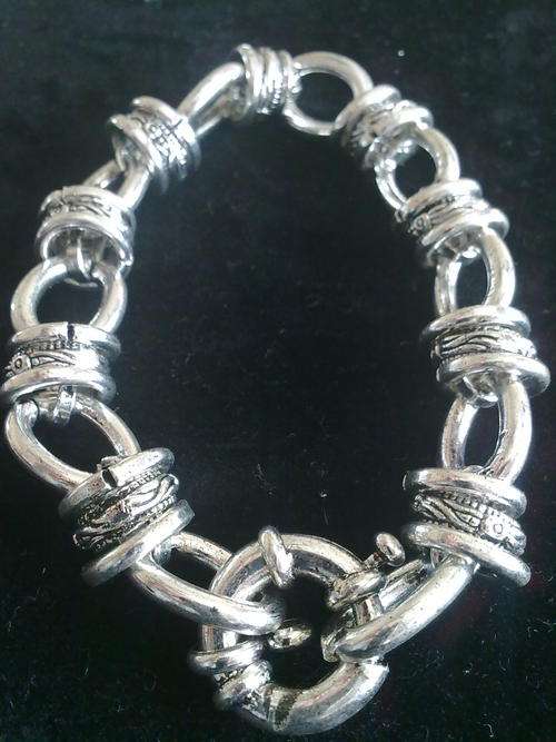 10mm SILVER TONE MULTI  CIRCLE BRACELET BELCHER CLASP