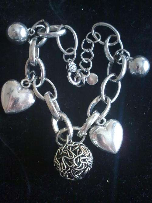 TIBETAN SILVER  HEARTS & BALLS BRACELET