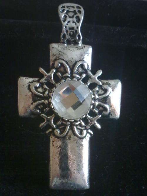 NEW!!!  TIBETAN SILVER CRYSTAL CROSS