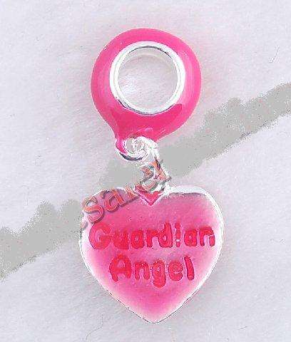 PINK GUARDIAN ANGEL HEART DANGLING Bead Fit PaRdora