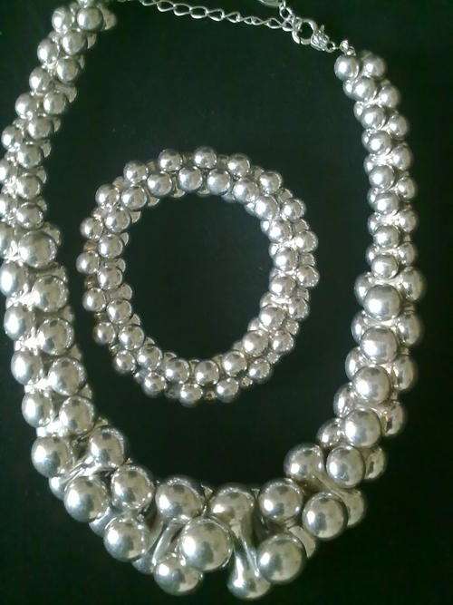 STUNNING TIBETAN SILVER BONE NECKLACE BRACELET SET