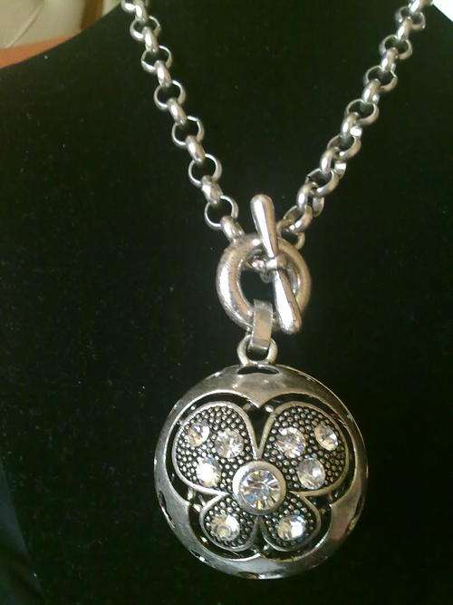 ONE ONLY!!STUNNING TIBETAN SILVER  NECKLACE LARGE BALL PENDANT